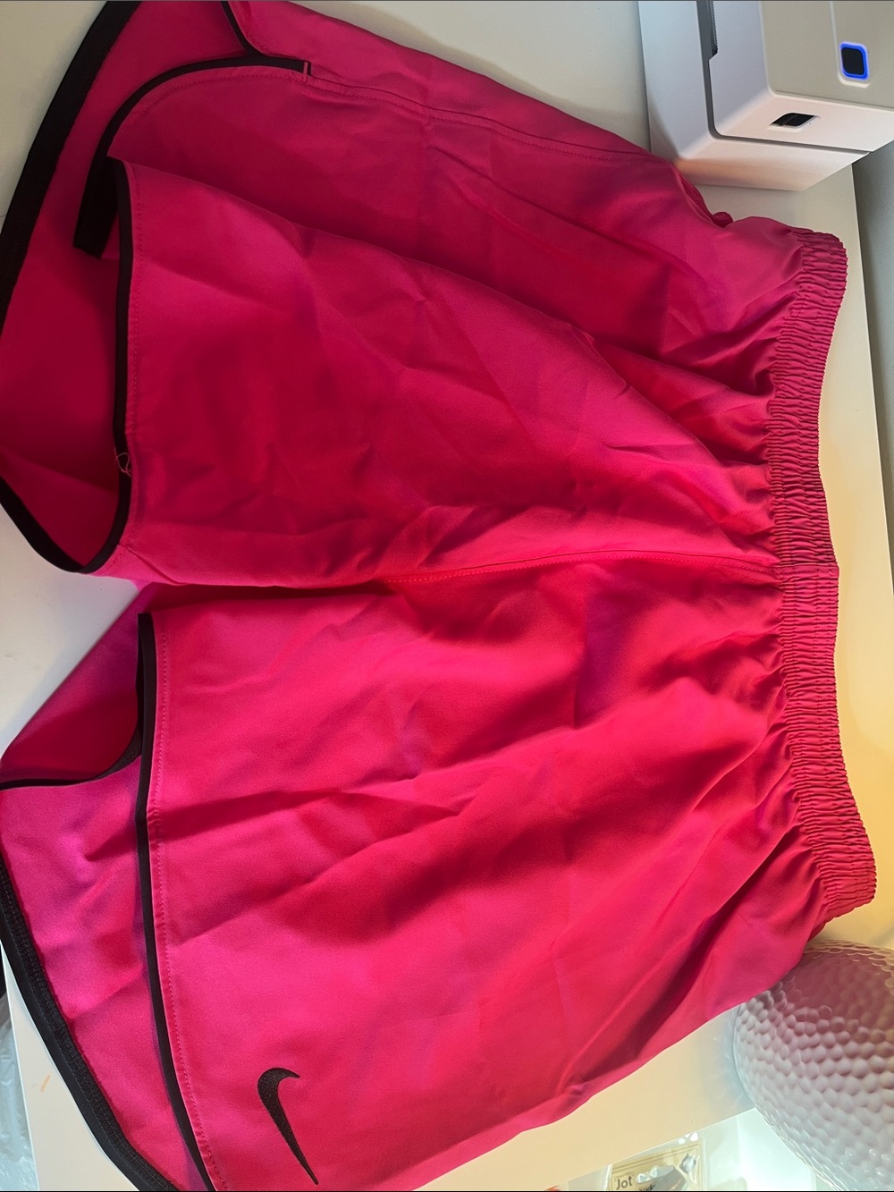 Nike Women's Bright Pink Athletic Running Shorts with Black Trim